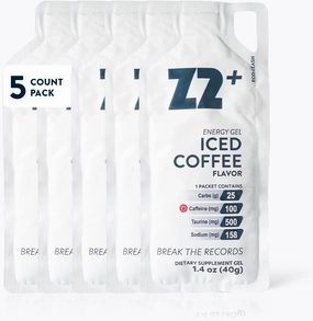 Iced Coffee Energy Gel Performance - 25g Carb, 158mg Sodium, 100mg Caffeine, 500mg Taurine, Electrolytes, Pre & During Workout, Boosts Endurance - 5-Count Pack
