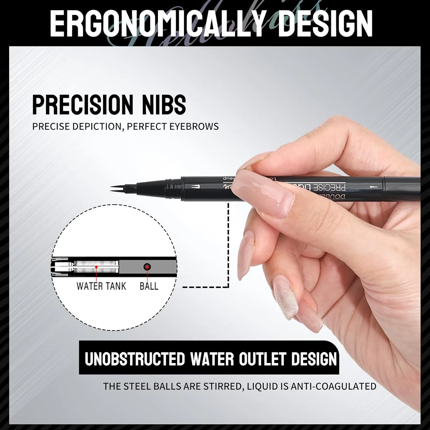Imaginaryl Eyebrow, Imaginaryl Brow, 2-in-1 Dual-Ended Eyebrows Pen, Faux Brow Ultra Fine Double-Brush Tip Brow Filling Pen, Waterproof (02# Brown * 2 PCS)