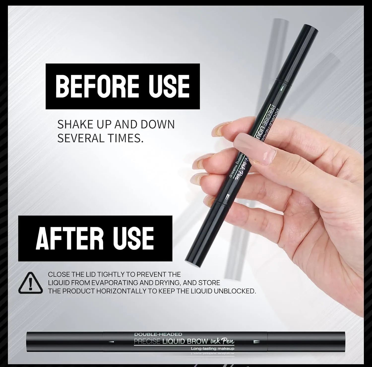 Imaginaryl Eyebrow, Imaginaryl Brow, 2-in-1 Dual-Ended Eyebrows Pen, Faux Brow Ultra Fine Double-Brush Tip Brow Filling Pen, Waterproof (02# Brown * 2 PCS)