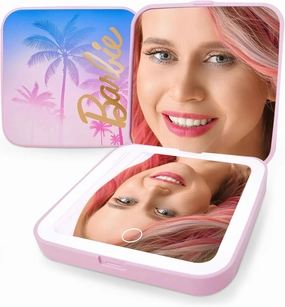 Impressions Vanity Barbie Beach Dreams Compact Mirror for Purses, Travel Lighted Makeup Mirror with 2X Magnification, Soft Touch Sensor, Adjustable Brightness, and Gradient Beach Dreams Artwork