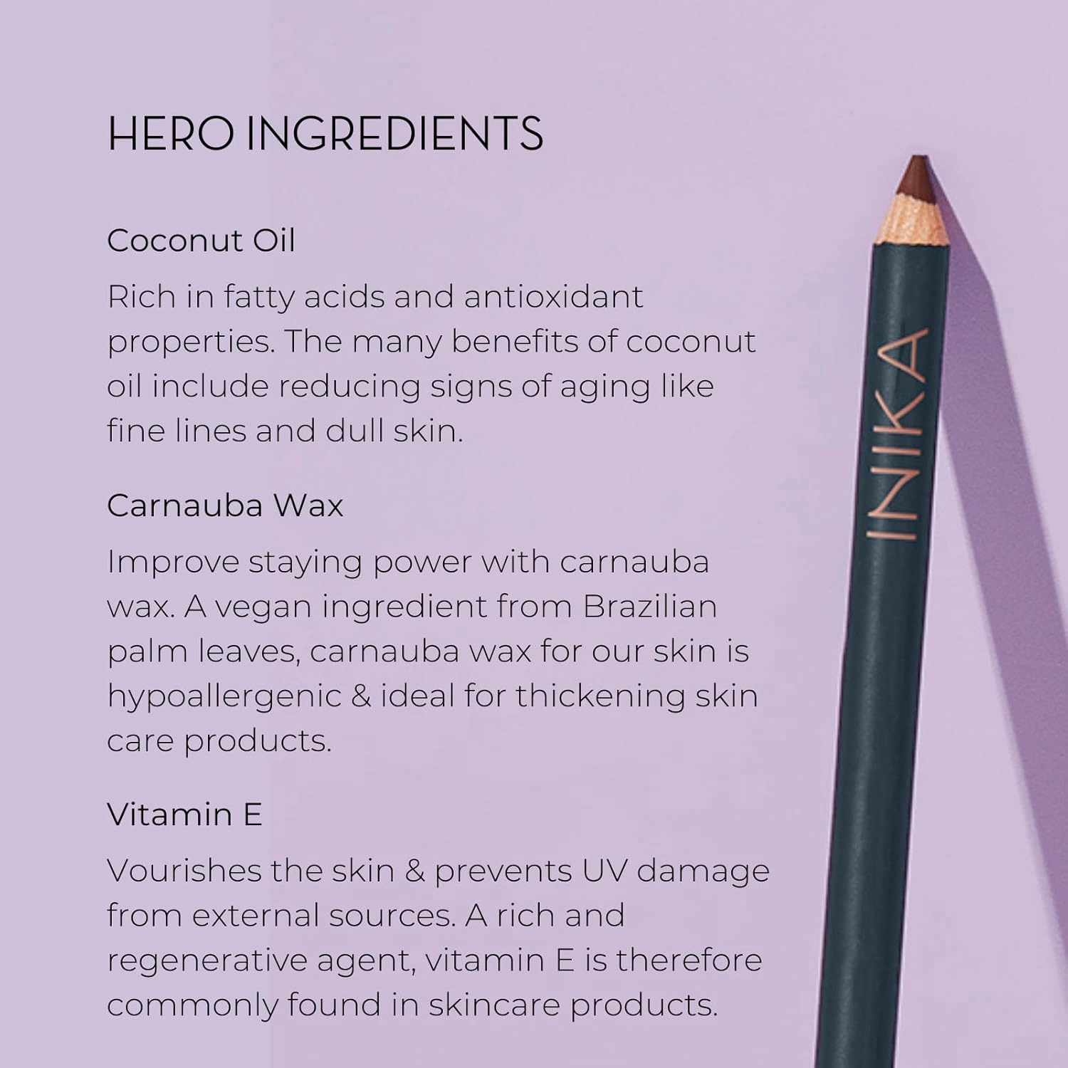 INIKA Organic Hypoallergenic Vegan Eye Pencil: Long-Lasting, Water-Resistant Makeup, Richly Pigmented with Vitamin E and Coconut Oil, Gentle for Sensitive Eyes, Cruelty-Free & Sustainable Packaging