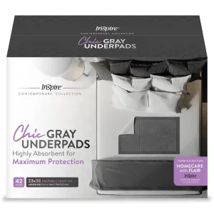 Inspire Ultra Underpads Incontinence Bed Pads | Chic Gray Modern Design | Hospital Bed Pads Disposable Adult Extra Large Chux | Medical Bed Linens | Chucks Pads Disposable Adult