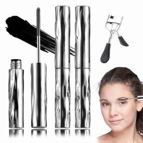 Iron Wand Mascara, Washable Brushless Metal Wand Mascaras, Metal Iron Wands Rod Mascara Waterproof, Lengthening 3D Curling Wands for Long Lasting Smudge-Proof No Flaking Tint (2 PCS)