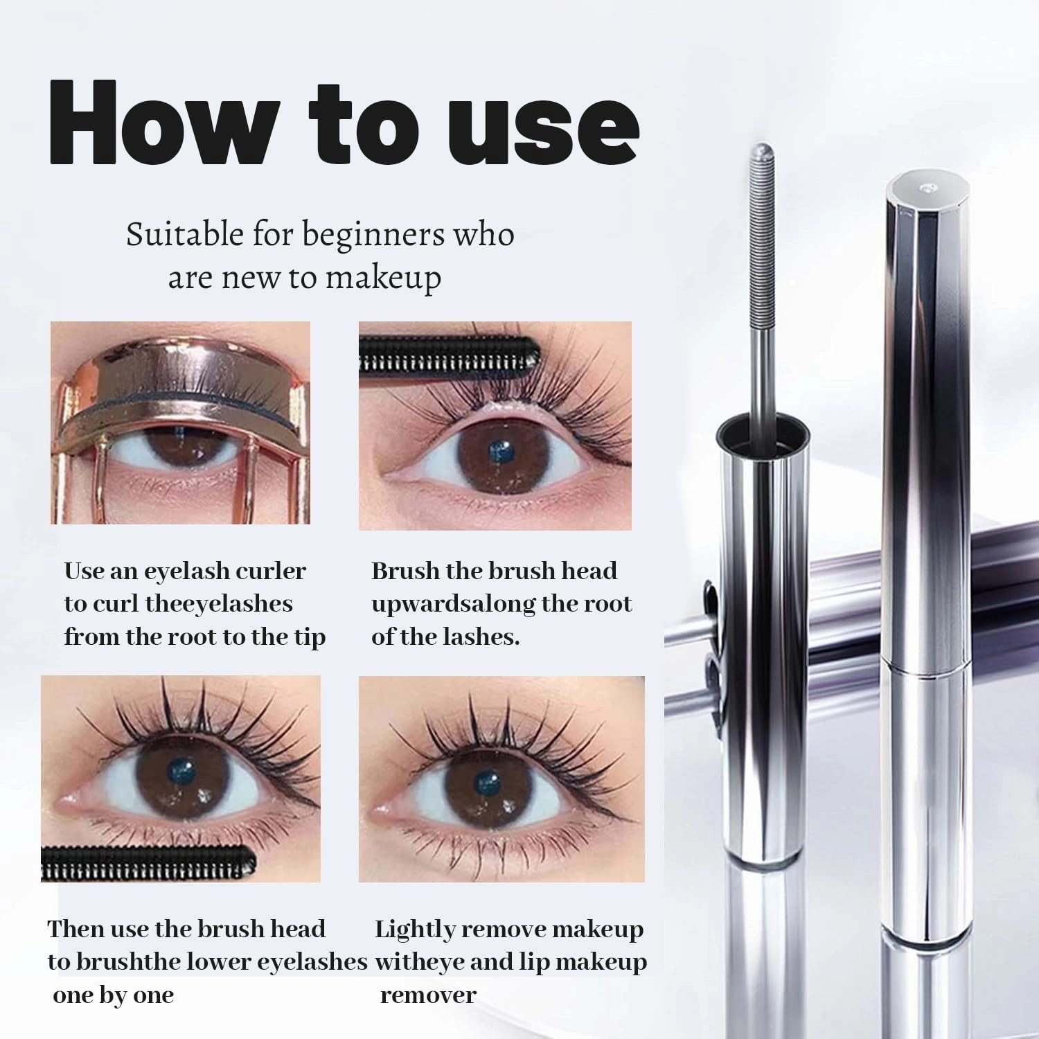 Iron Wand Mascaras - Lengthening, 2025 Upgraded Waterproof Metal Wand Mascaras, 3D Curling Eyelash Iron Mascara, Waterproof, Smudge-Proof, Long Lasting, No Flaking, No Clumping (Dark Brown, 2)