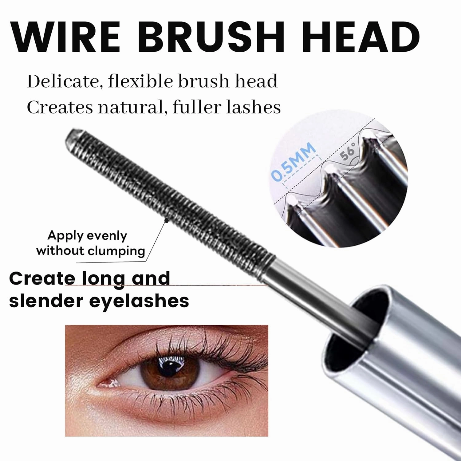 Iron Wand Mascaras - Lengthening, 2025 Upgraded Waterproof Metal Wand Mascaras, 3D Curling Eyelash Iron Mascara, Waterproof, Smudge-Proof, Long Lasting, No Flaking, No Clumping (Dark Brown, 2)
