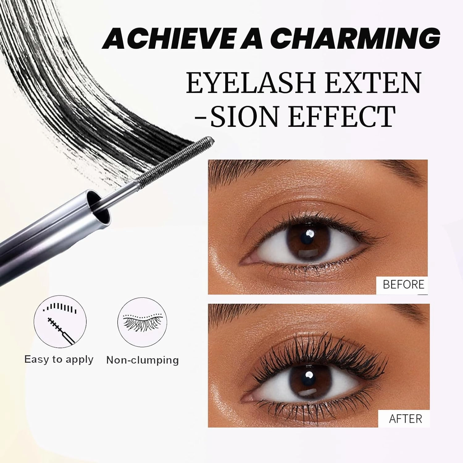 Iron Wand Mascaras - Lengthening, 2025 Upgraded Waterproof Metal Wand Mascaras, 3D Curling Eyelash Iron Mascara, Waterproof, Smudge-Proof, Long Lasting, No Flaking, No Clumping (Dark Brown, 2)