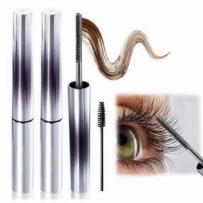 Iron Wand Mascaras - Lengthening, 2025 Upgraded Waterproof Metal Wand Mascaras, 3D Curling Eyelash Iron Mascara, Waterproof, Smudge-Proof, Long Lasting, No Flaking, No Clumping (Dark Brown, 2)