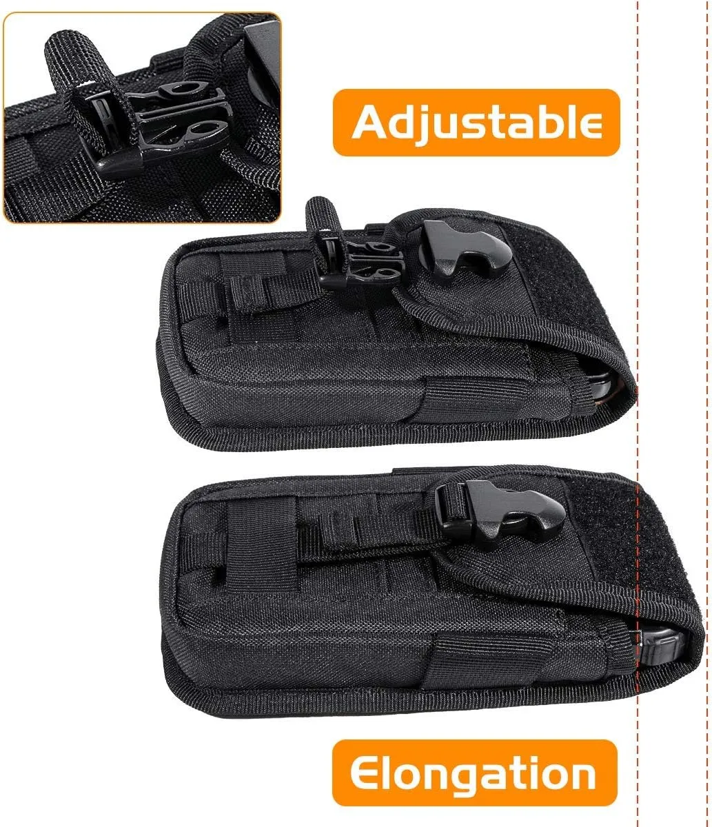 IronSeals 2 Pack Tactical Phone Holster Pouch, Smartphone Pouch Case Molle Attachment Belt Holder Waist for 4.7"-6.9" Phone with US Flag Patch for iPhone 16 Pro Max/15 Pro Max/14 Pro Max/13 Pro Max