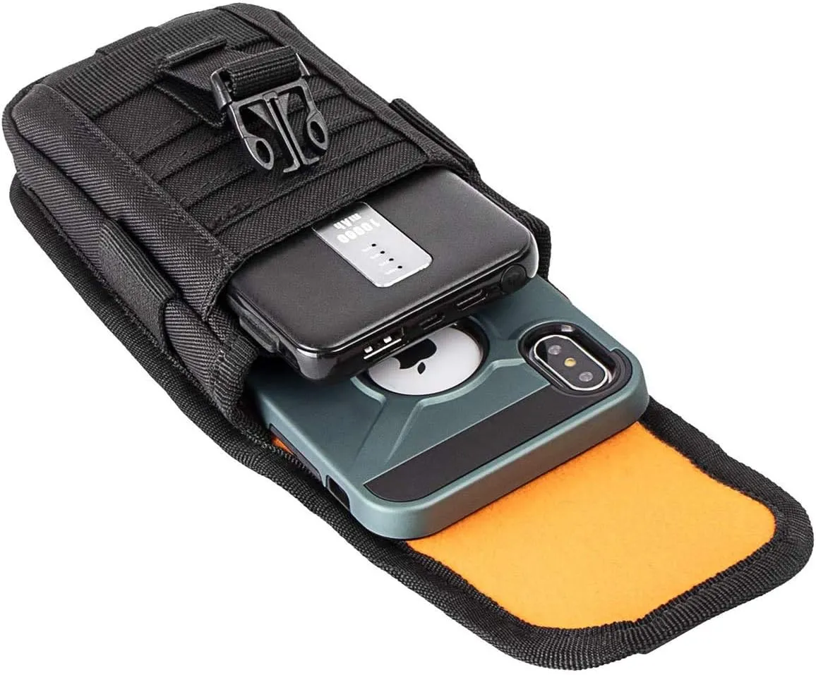 IronSeals 2 Pack Tactical Phone Holster Pouch, Smartphone Pouch Case Molle Attachment Belt Holder Waist for 4.7"-6.9" Phone with US Flag Patch for iPhone 16 Pro Max/15 Pro Max/14 Pro Max/13 Pro Max