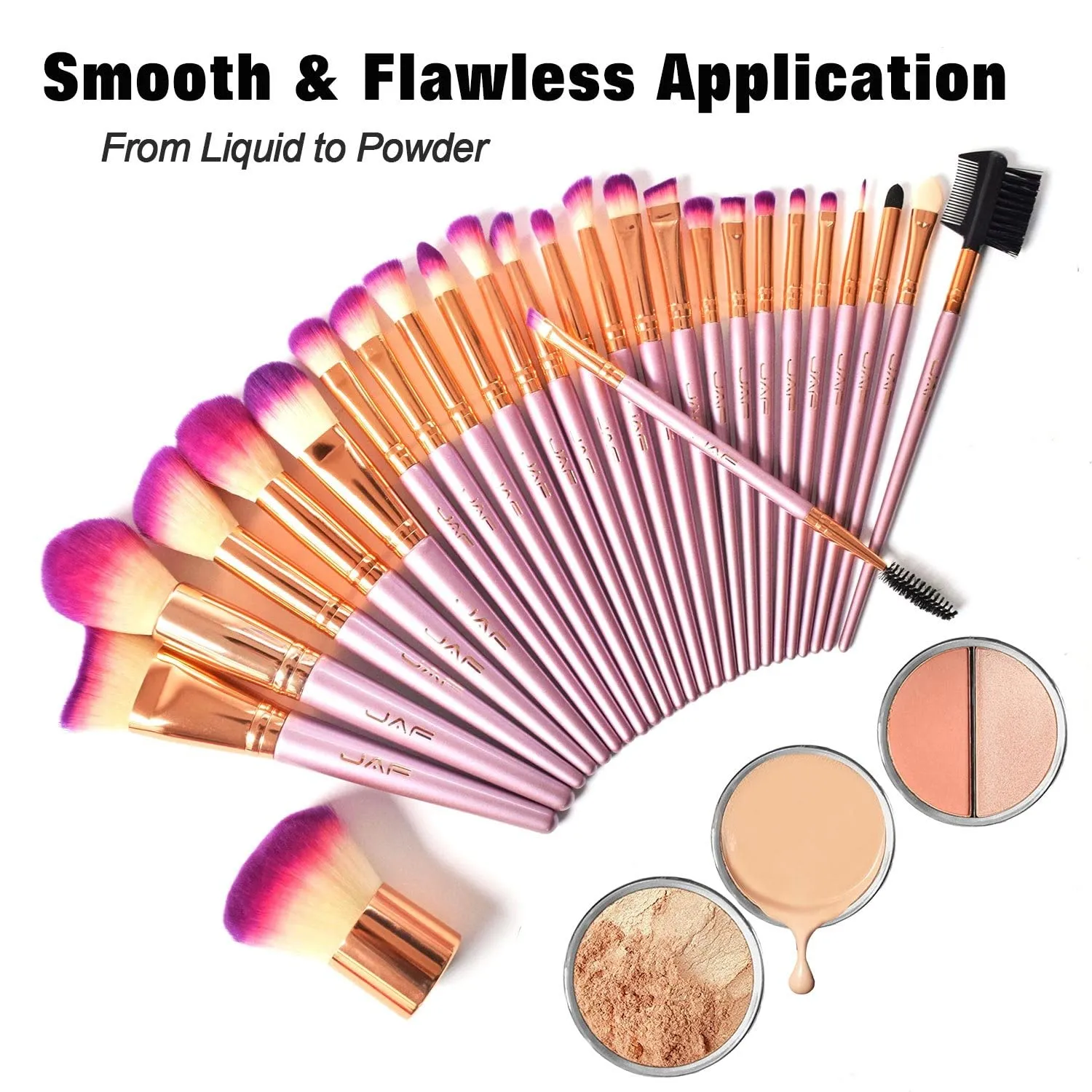 JAF Makeup Brush Set Professional 26 Pcs Synthetic Make Up Brushes Tools Kit Vegan