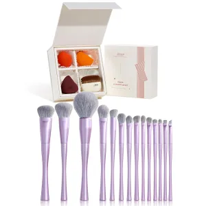 Jessup Foundation Brush with Makeup Sponge Set with Gift Box T505 Bundled with Makeup Brushes Set Professional T512