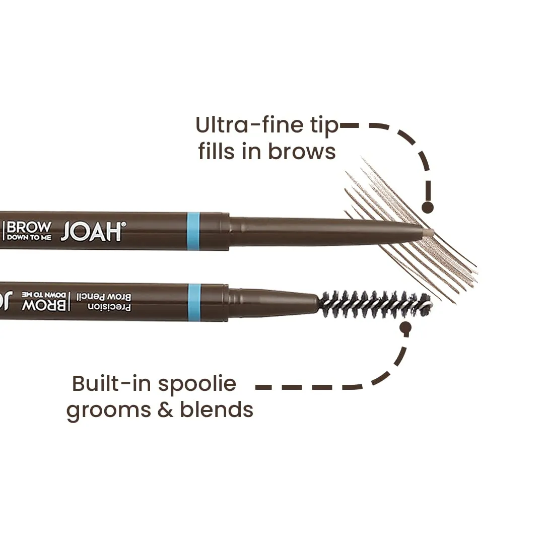 JOAH Dual-Ended Eyebrow Pencil - Brow Down To Me Ultra-FIne Tip Precision Brow Pencil with Built-In Spoolie Brush for Flawless Brows, Smudge-Proof, Water-Resistant, Light Brunette (Pack of 2)