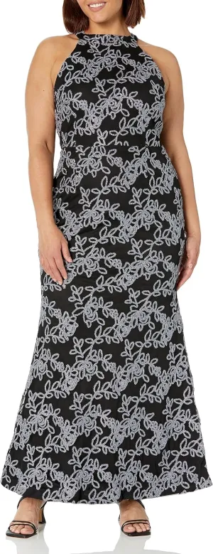 JS Collections Women's Alexandra Halter Mermaid Gown, Black