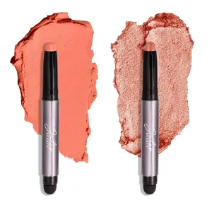 Julep Coral Dawn Eyeshadow 101 Crème to Powder Waterproof Eyeshadow Stick Duo, Tiger's Eye Shimmer & Papaya Matte