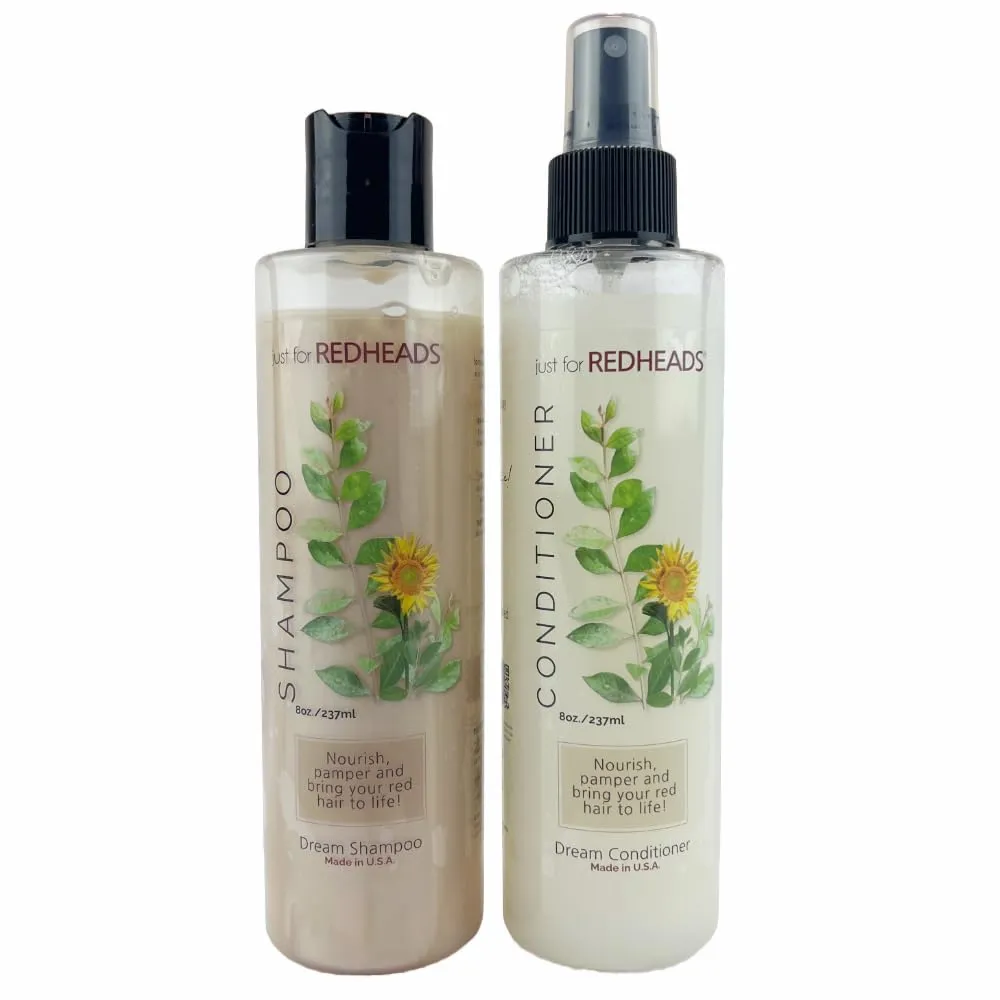 Just for Redheads Dream Shampoo and Leave In Conditioner Duo - Complete Hair Care Products for Red Hair - Volumizing Shampoo and Conditioner Treatment, Natural or Red Dye Hair