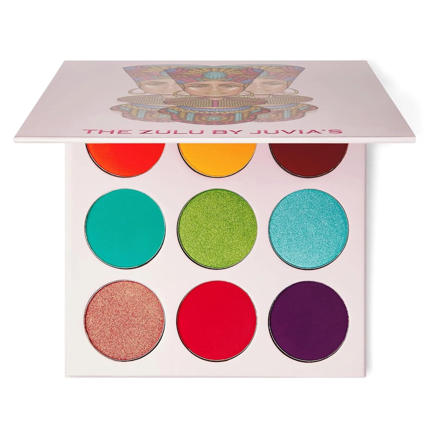 Juvia's Place Palette The Zulu - Turquoise, Red, Purple, Shades of 9, Colorful, Vivid, Vibrant Palette, Pigmented Makeup Palette Color & Shine