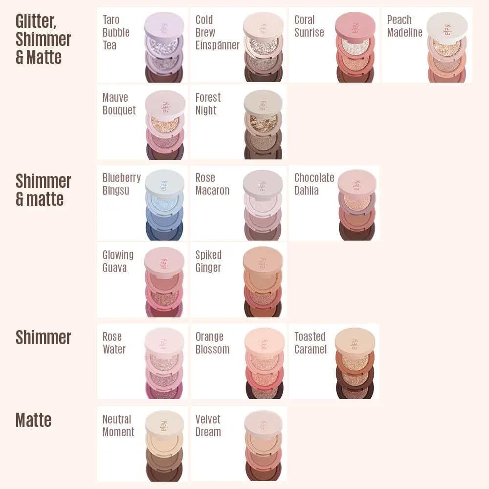 Kaja Beauty Bento Collection - Bouncy Eyeshadow Trio | Plum Rosy Tones, Travel Size, 01 Rosewater, 2019 Allure Best of Beauty Award, 0.03 Oz