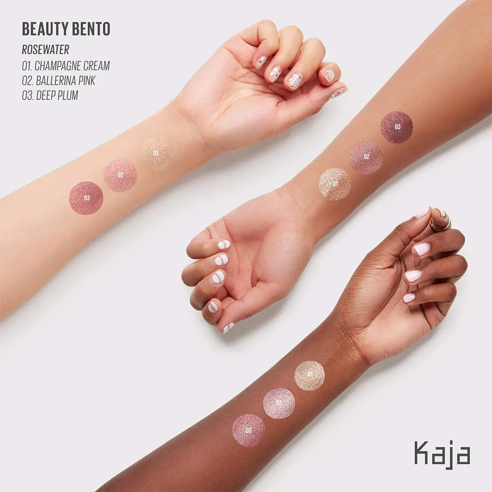 Kaja Beauty Bento Collection - Bouncy Eyeshadow Trio | Plum Rosy Tones, Travel Size, 01 Rosewater, 2019 Allure Best of Beauty Award, 0.03 Oz