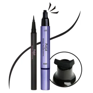 Kaja Winged Eyeliner Set - Wink Stamp Long | with Avocado Extract, Double-ended Wing, Smudge-Proof, Waterproof, Eye Irritation Tested, Long Lasting Pencil, Colorstay, Matte Finish, Cat Eye Look