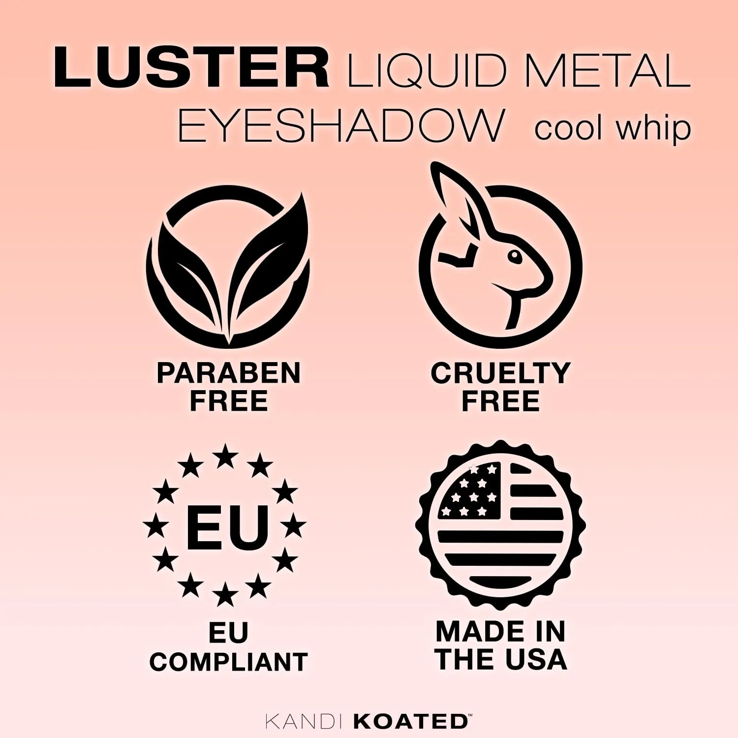 Kandi Koated Luster Liquid Metal Eyeshadow [Cool Whip] Liquid Eye Paint with Shimmery Finish | Rich Colors, Paraben-Free, Cruelty-Free Eyeshadow | Beauty & Makeup