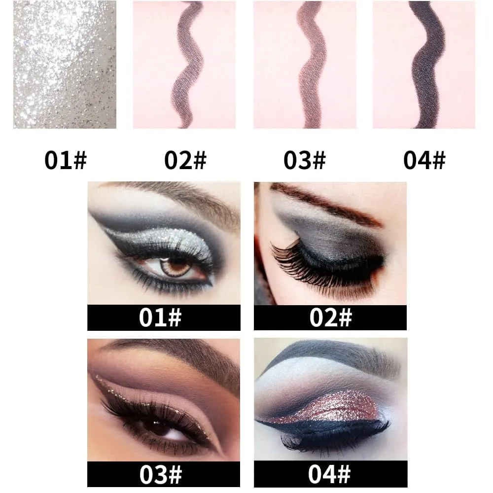Kaylines Eyeliner, Ayky Long Wear Gel Eyeliner, Long Wear Natural Black Eyeliner Cream Waterproof Smudge Proof, 4 Color Gel Eyeliner Smokey Eyeshadow Palette Stick Makeup Gift Set for Women (4Pcs)