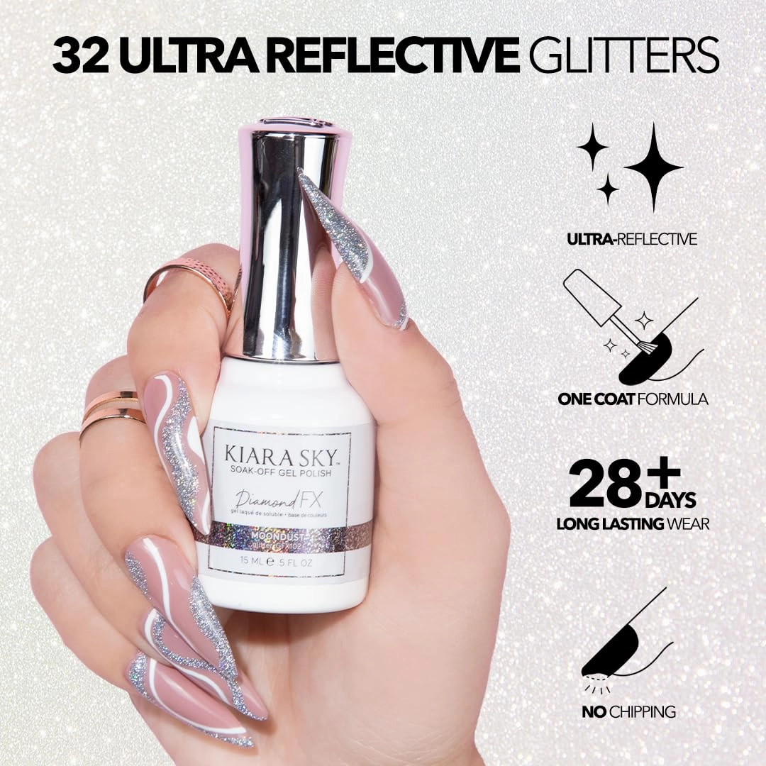 KIARA SKY Gel Polish DiamondFX Reflective Glitter Soak Off with Sparkle Diamond dust effect 0.5 fl oz, Velvet Crush (purple)