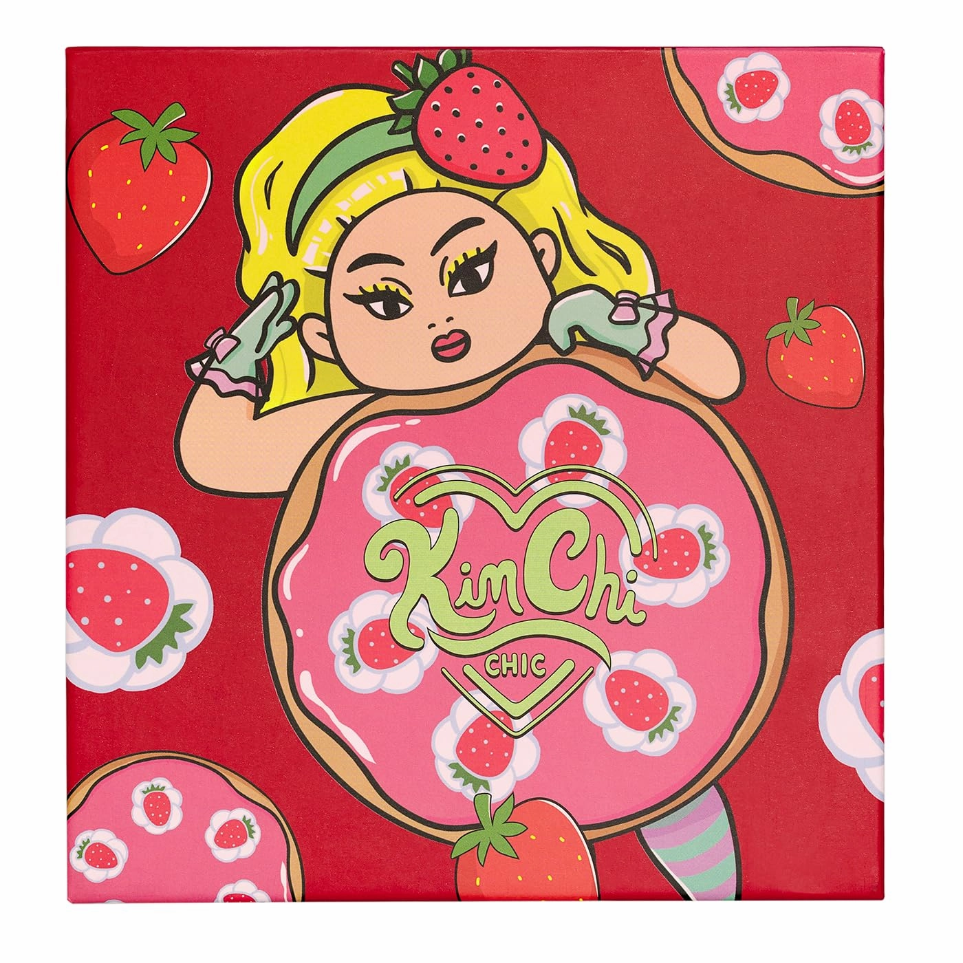 Kimchi Chic Donut Collection Eyeshadow Palette - 16 Matte, Pigment, & Glitter Shadows, Versatile for Day to Night Looks, Cruelty Free, Strawberries & Cream