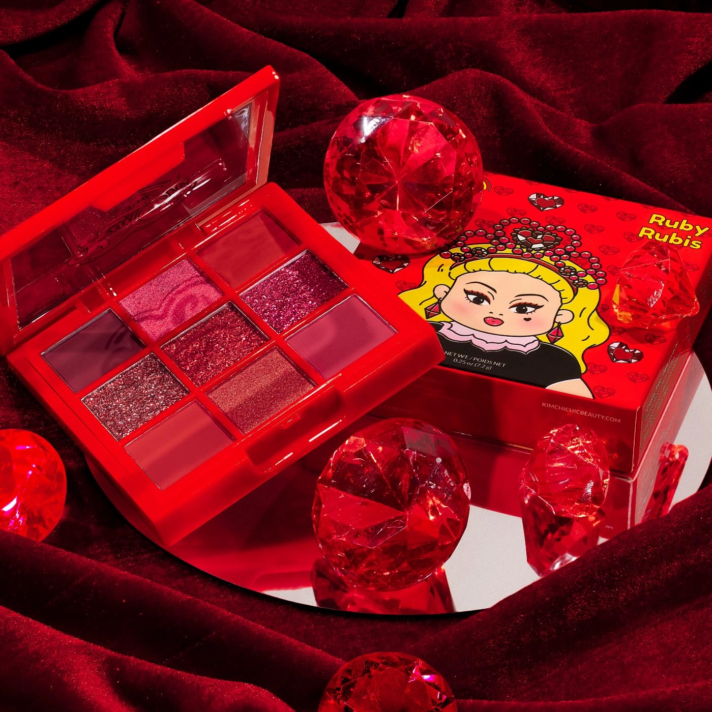 KimChi Chic Jewel Collection Eyeshadow Palette - Highly Pigmented Matte & Glitter Shades, Blendable & Long Lasting, Cruelty Free, Ruby
