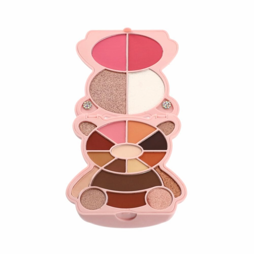 KimChi Chic Teddy Kim Palette - 17 Playful Eyeshadows, 2 Blushes, 2 Highlighters, Cruelty Free Makeup Palette, Girlfriend Pink 1.09oz