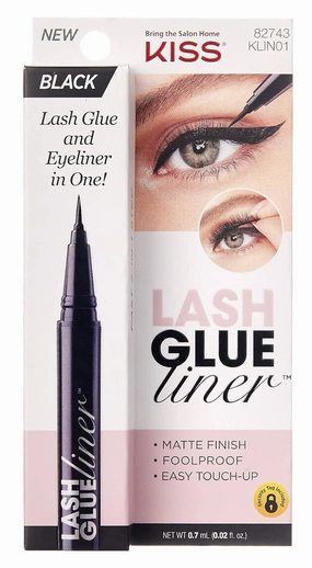 KISS Lash GLUEliner Black False Eyelash Glue, 0.7 mL (0.02 fl. oz.) Each, 3-Pack