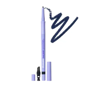Kosas Soulgazer Gel Eyeliner (Enigma) - Waterproof, Smudge-Proof Pen with Hyaluronic Acid - Retractable Eyeliner Pencil with Sharpener & Smudger, Long-Lasting - Blackened Blue Satin