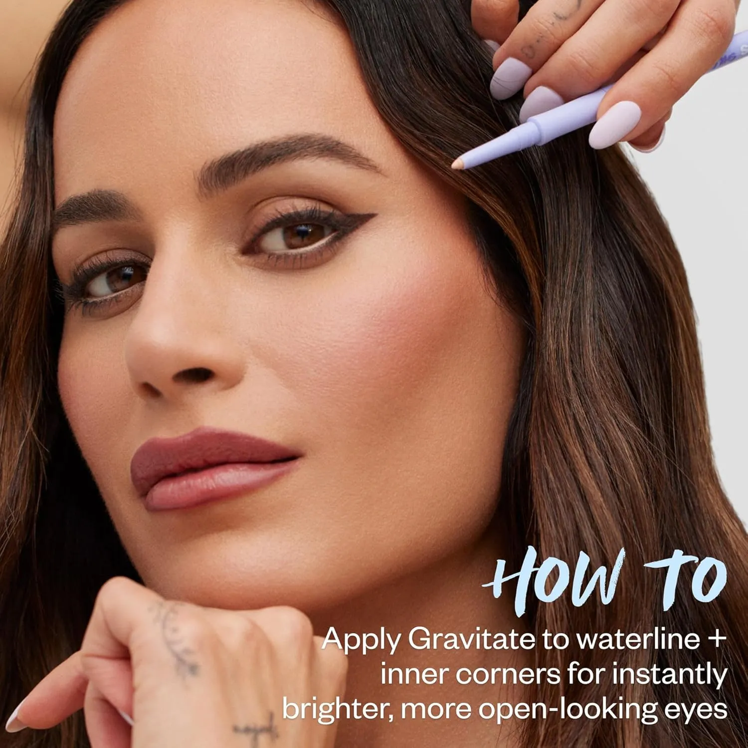Kosas Soulgazer Gel Eyeliner (Gravitate) - Waterproof, Smudge-Proof Pen with Hyaluronic Acid - Retractable Eyeliner Pencil with Sharpener & Smudger, Long-Lasting - Creamy Beige Matte