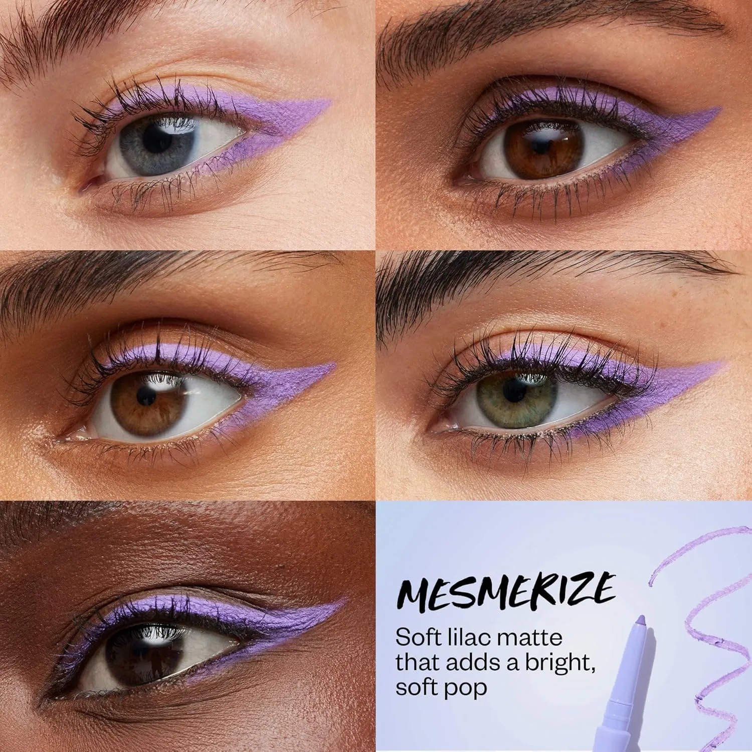 Kosas Soulgazer Gel Eyeliner (Mesmerize) - Waterproof, Smudge-Proof Pen with Hyaluronic Acid - Retractable Eyeliner Pencil with Sharpener & Smudger, Long-Lasting - Soft Lilac Matte