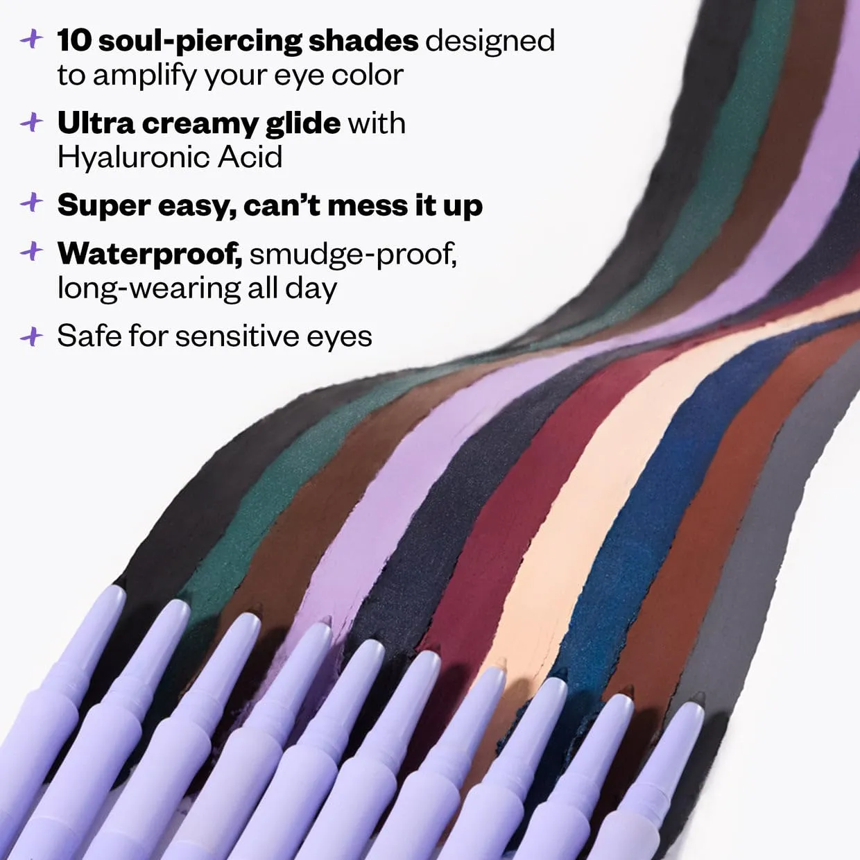 Kosas Soulgazer Gel Eyeliner (Mesmerize) - Waterproof, Smudge-Proof Pen with Hyaluronic Acid - Retractable Eyeliner Pencil with Sharpener & Smudger, Long-Lasting - Soft Lilac Matte
