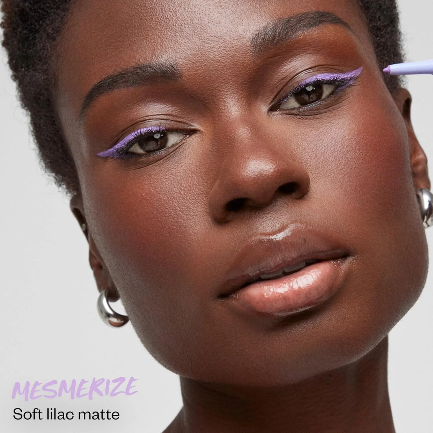 Kosas Soulgazer Gel Eyeliner (Mesmerize) - Waterproof, Smudge-Proof Pen with Hyaluronic Acid - Retractable Eyeliner Pencil with Sharpener & Smudger, Long-Lasting - Soft Lilac Matte
