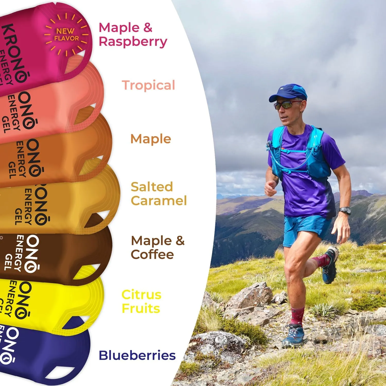 Krono Nutrition Energy Gel - Sports Nutrition - Made with Natural Ingredients - Vegan - Gluten Free - 24 Count (Maple)