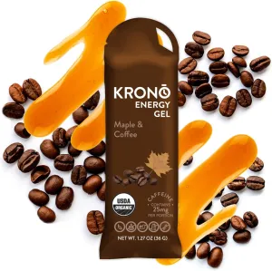 Krono Nutrition Energy Gel - Sports Nutrition - Made with Natural Ingredients - Vegan - Gluten Free - 25mg Caffeine - 24 Count (Maple & Coffee)
