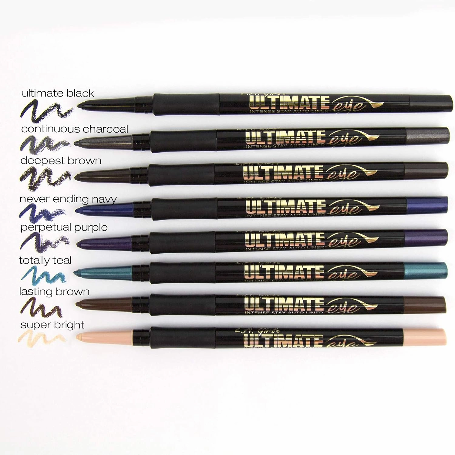 L.A. Girl Ultimate Intense Stay Auto Eyeliner, Lasting Brown GP327 (Pack of 3)
