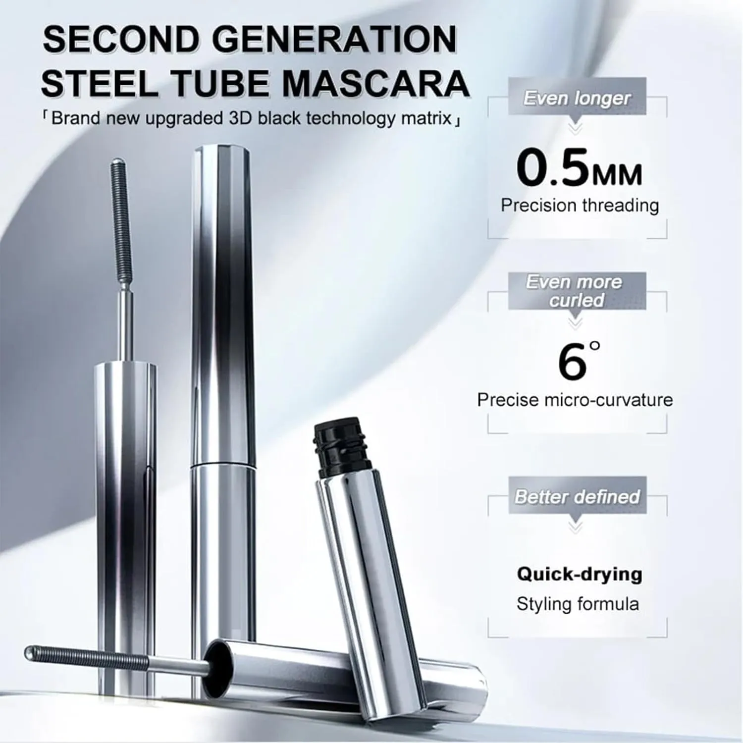 Lash Mascara Black Waterproof - Volume and Length - Tubing Mascara Long Lasting Curling, Non-Clumping, 3D Curling Eyelash Iron Mascara with Ultra-Precise Brush, Gift For Women