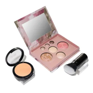 LAURA GELLER NEW YORK Baked Starter Kit - Full Coverage: Double Take Powder Foundation, Light and Best of the Best Face Palette and Retractable Angled Kabuki Brush
