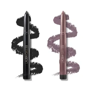 LAURA GELLER NEW YORK Kajal Longwear Kohl Eyeliner Pencil Duo, Soft Black   Smoky Plum