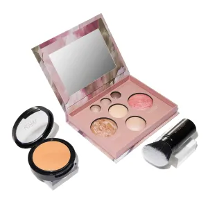 LAURA GELLER NEW YORK Matte Baked Starter Kit: Double Take Powder Foundation, Golden Medium and Best of the Best Face Palette and Retractable Angled Kabuki Brush