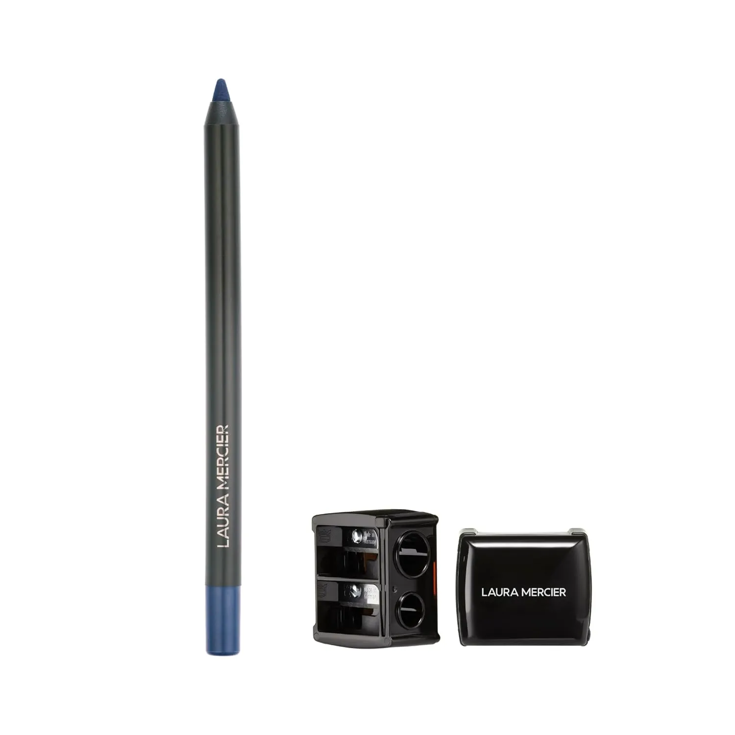 Laura Mercier Caviar Tightline Eyeliner and Pencil Sharpener Bundle: Long Lasting Color, Crease-proof, Waterproof, Shade Bleu Marine, Includes Cleaning Pick