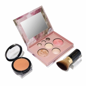 LAURA GELLER NEW YORK Baked Starter Kit - Full Coverage: Double Take Powder Foundation, Sand   Best of the Best Face Palette   Retractable Angled Kabuki Brush