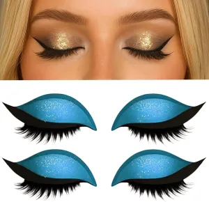 Lazy Eye Shadow Eyelash Patch, Lazy Eyelash Stickers, 3-in-1 Reusable Eyeshadow & Eyelash Makeup Stickers, Double Eyelids for All Eye Shapes(Blue)