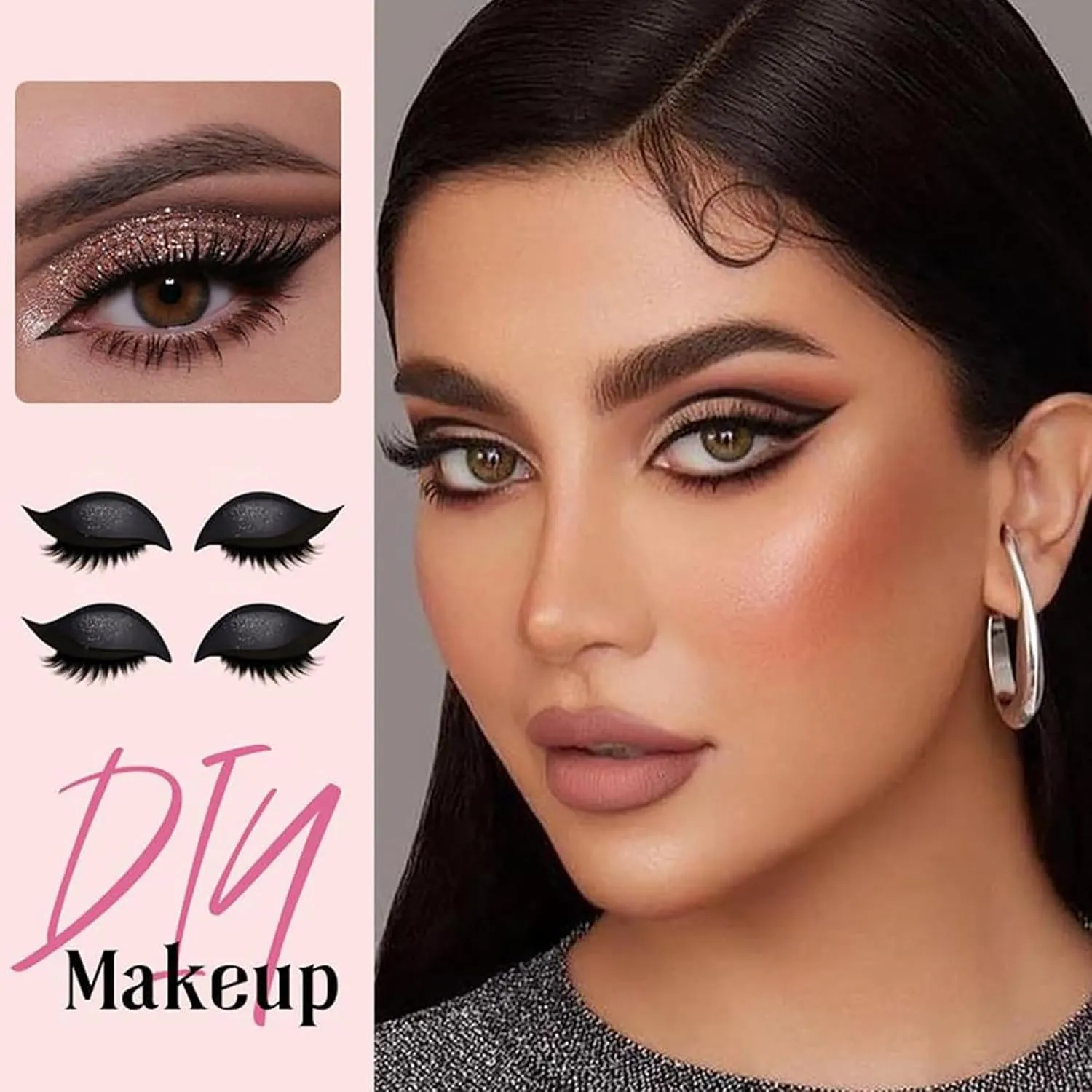 Lazy Eye Shadow Eyelash Patch, Lazy Eyelash Stickers, 3-in-1 Reusable Eyeshadow & Eyelash Makeup Stickers, Double Eyelids for All Eye Shapes(Blue)