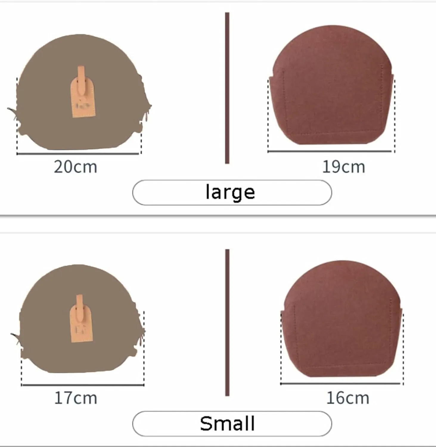 Lckaey round bag storage-Purse Organizer for old flower soft bag Applicable to round bag, support Kuqi Round bag Insert 2078-coffee-L