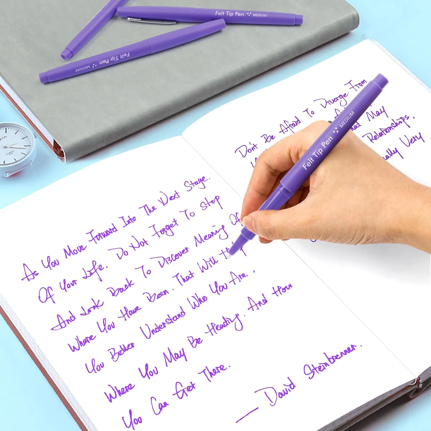Lelix Felt Tip Pens, 40 Purple Pens, 0.7mm Medium Point Felt Pens, Felt Tip Markers Pens for Journaling, Writing, Note Taking, Planner, Perfect for Art Office and School Supplies