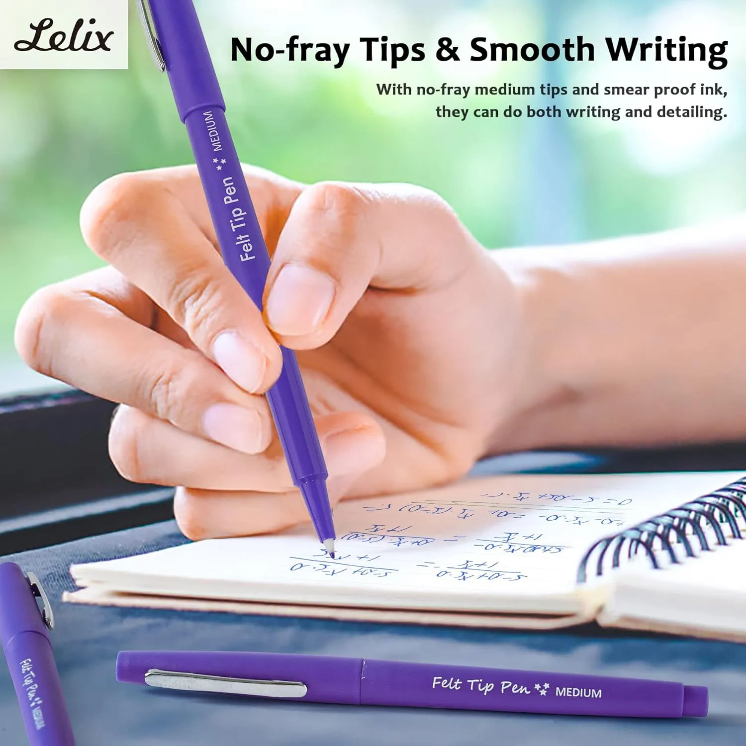 Lelix Felt Tip Pens, 40 Purple Pens, 0.7mm Medium Point Felt Pens, Felt Tip Markers Pens for Journaling, Writing, Note Taking, Planner, Perfect for Art Office and School Supplies