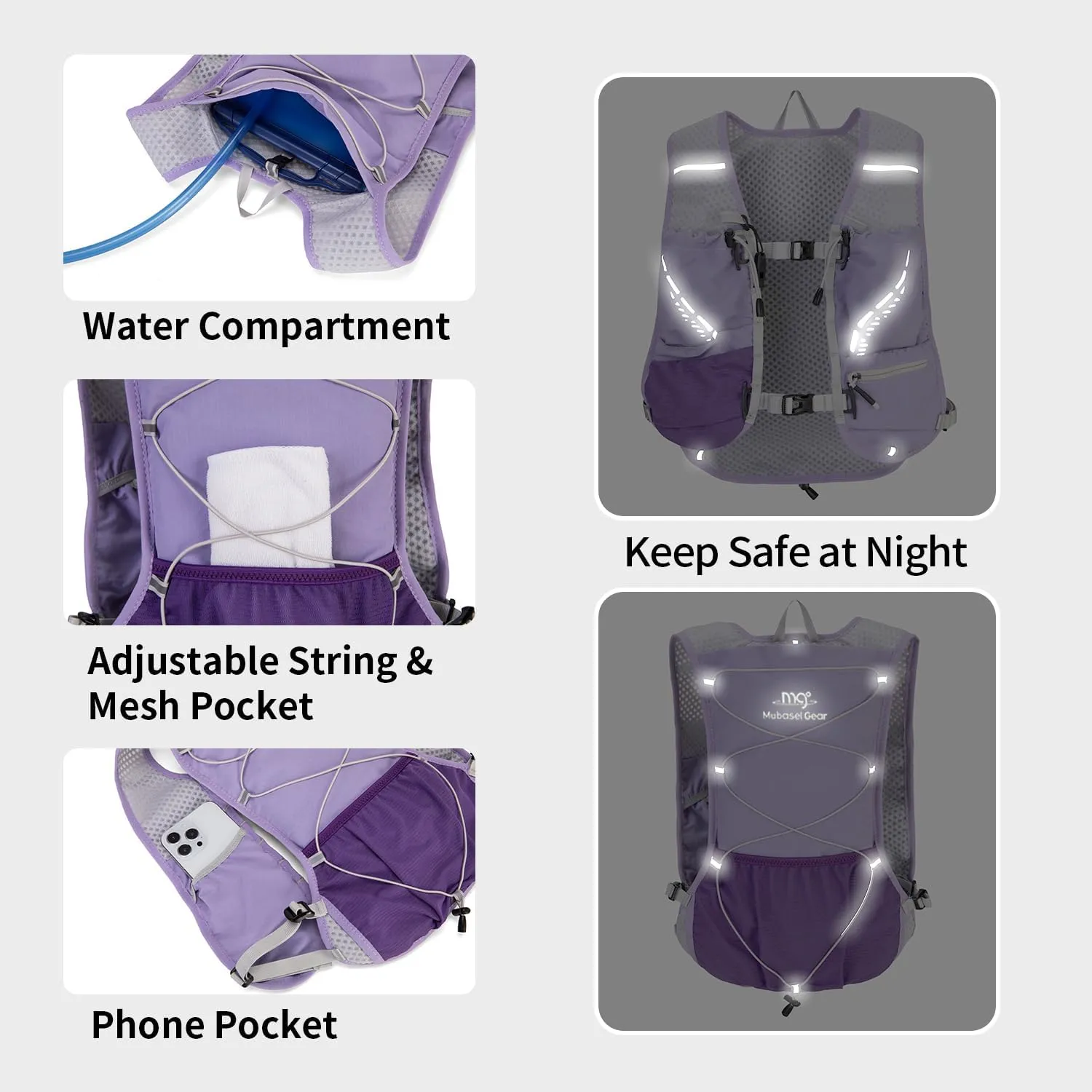 Lightweight Running Vest for Women and Men Hydration Backpack Pack with 1.5L Water Bladder Bag Running Gear Accessories for Hiking Trail Cycling Marathon